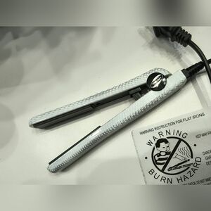 Textured White Mini Hair Straightener with Black Plates